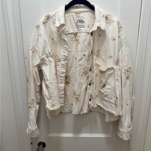 Zara Cream Jacket with Tan Floral Design